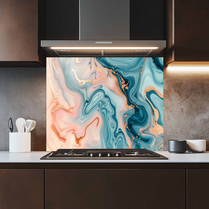 Kitchen Glass Backsplash – Cotton Coral