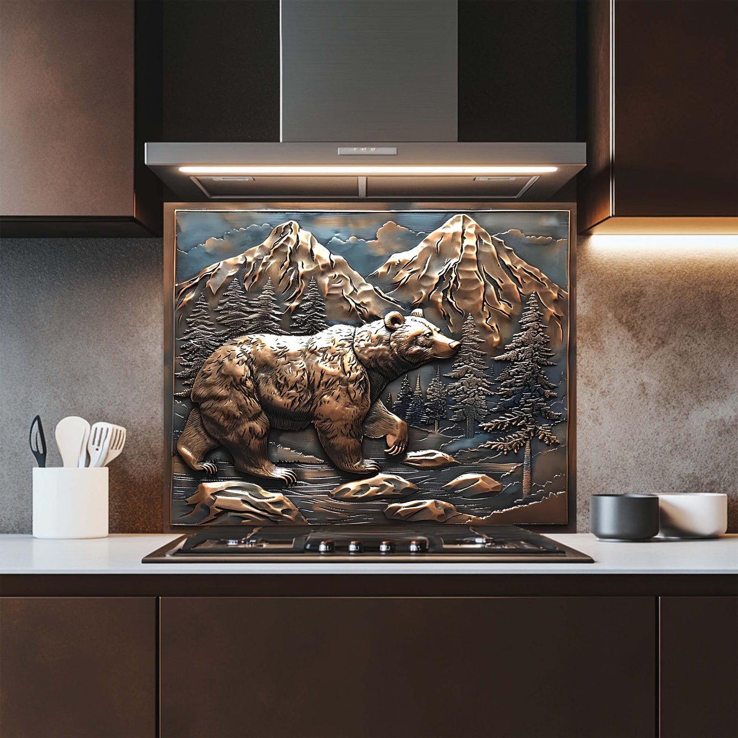 Mountain Wanderer – Tempered Glass Backsplash for Kitchen Stove |  Bear & Mountain Backsplash