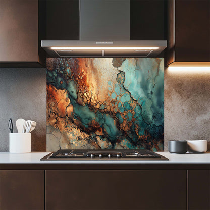 Copper Current – Tempered Glass Backsplash for Kitchen | Copper Look Backsplash