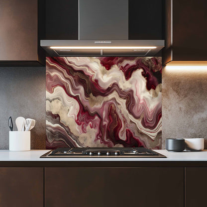 Tempered Glass Backsplash – Mocha Rose Elegance