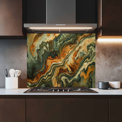 Tempered Glass Backsplash – Forest Ember