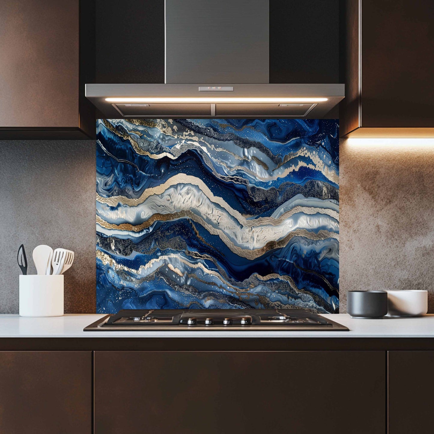 Tempered Glass Backsplash – Midnight Drift