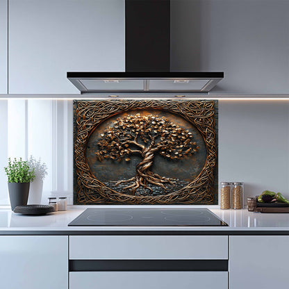 Celtic Tree of Life Tempered Glass Backsplash – Kitchen Backsplash Behind Stove