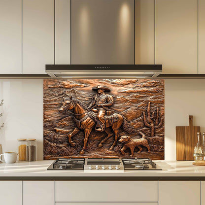 Copper Look Western Tempered Glass Backsplash – Kitchen Back splash Behind Stove
