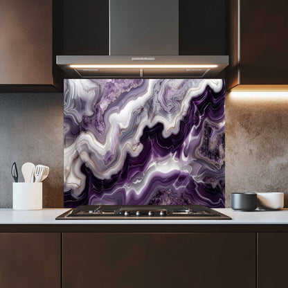 Tempered Glass Backsplash – Violet Quartz Dream