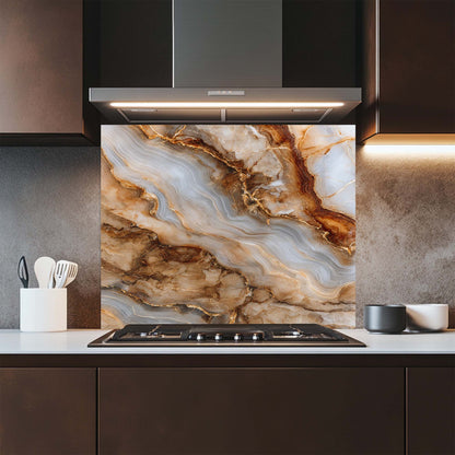 Onyx Gold – Tempered Glass Backsplash for Kitchen | Marble & Agate Look Backsplash