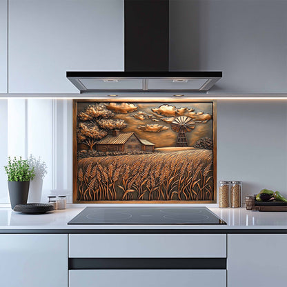Harvest Hills Tempered Glass Backsplash – Copper Look Farmhouse Kitchen Backsplash