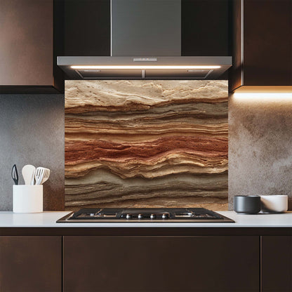 Strata Fusion – Tempered Glass Backsplash for Kitchen | Earth Tone Geology Backsplash