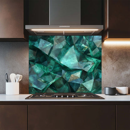 Emerald Shards – Tempered Glass Backsplash for Kitchen | Luxury Gem-Inspired Backsplash