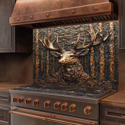 Copper Look Elk Tempered Glass Backsplash – Kitchen Backsplash for Farmhouse, Lodge and Cabin