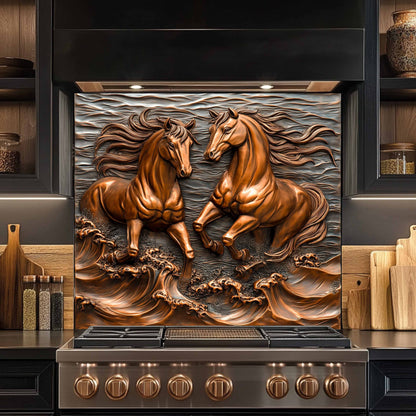 Ocean Stallions Tempered Glass Backsplash – Wild Horses Kitchen Backsplash Panel