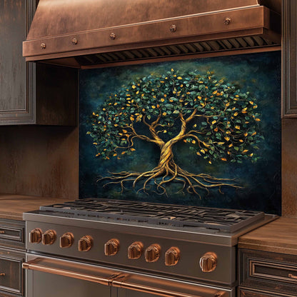 Emerald Tree Tempered Glass Backsplash – Kitchen Backsplash for Stove
