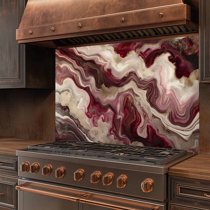 Tempered Glass Backsplash – Mocha Rose Elegance