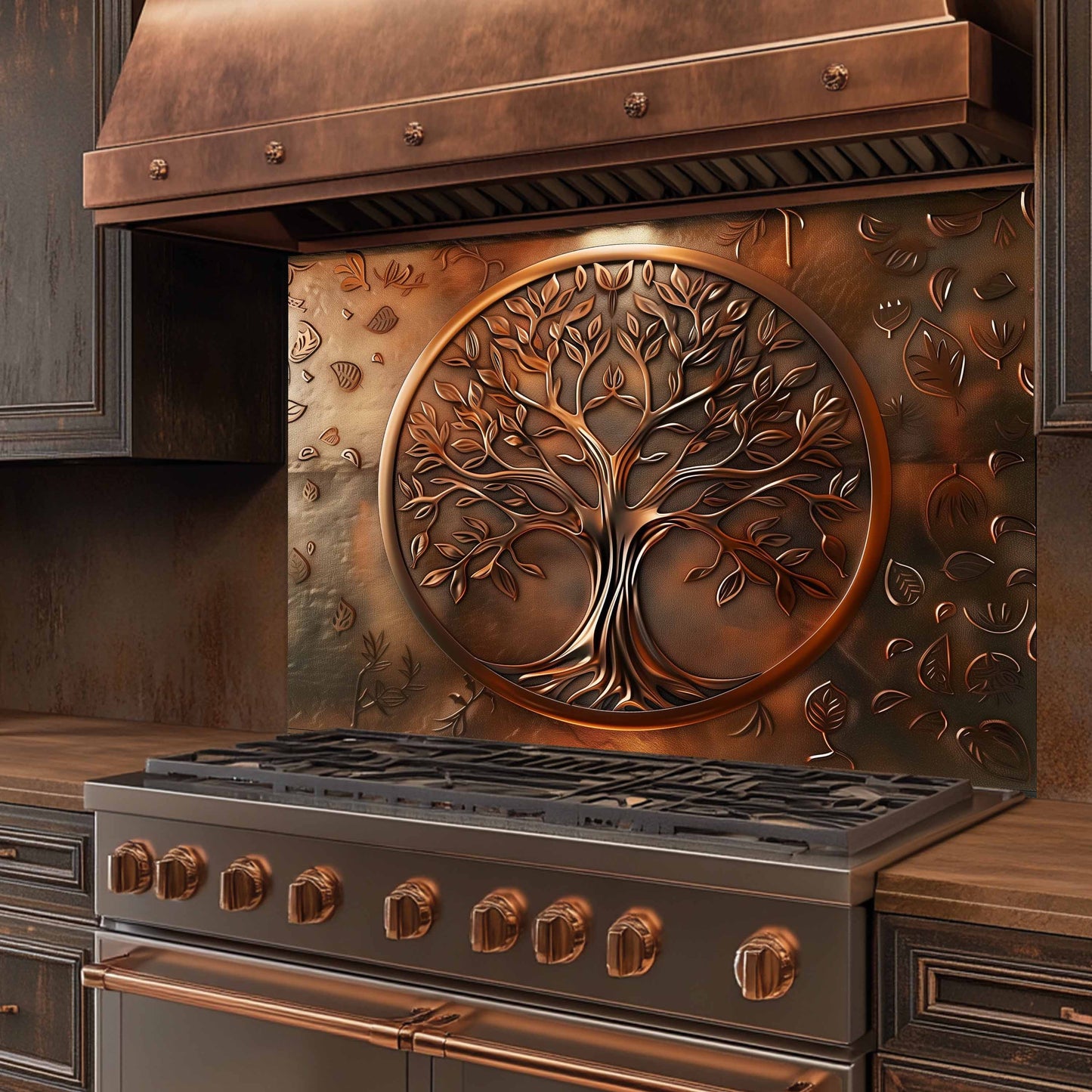 Custom Kitchen Backsplash – Bronze Harmony Tempered Glass Stove Backsplash