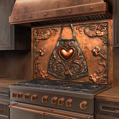 Copper Heart – Tempered Glass Backsplash for Kitchen Stove | Copper Look Backsplash