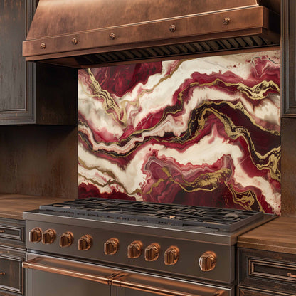 Tempered Glass Backsplash – Crimson Dune