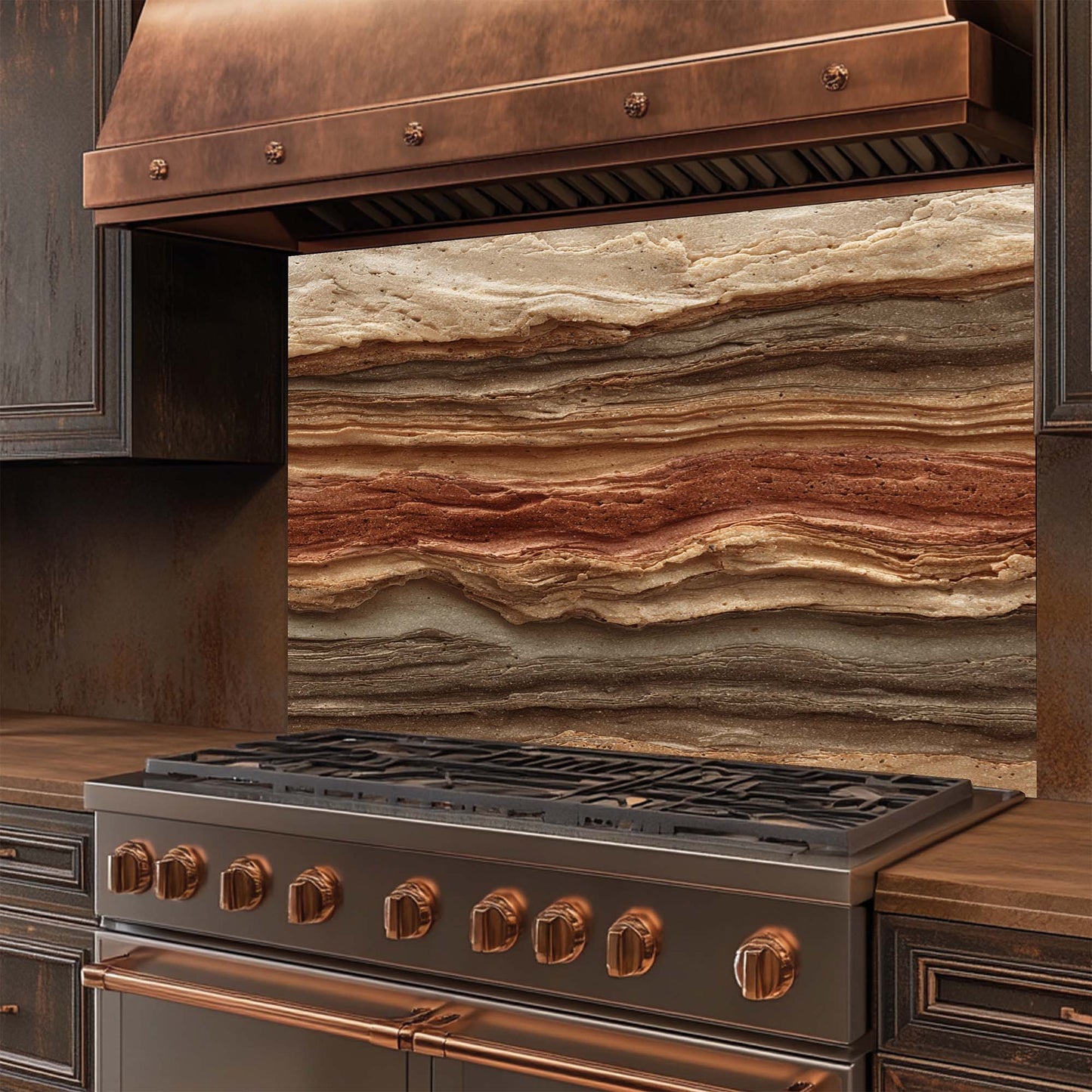 Strata Fusion – Tempered Glass Backsplash for Kitchen | Earth Tone Geology Backsplash
