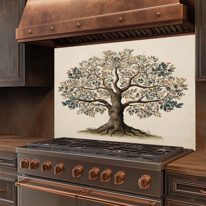 Fruit Root – Tempered Glass Backsplash for Kitchen | Botanical Tree of Life Backsplash