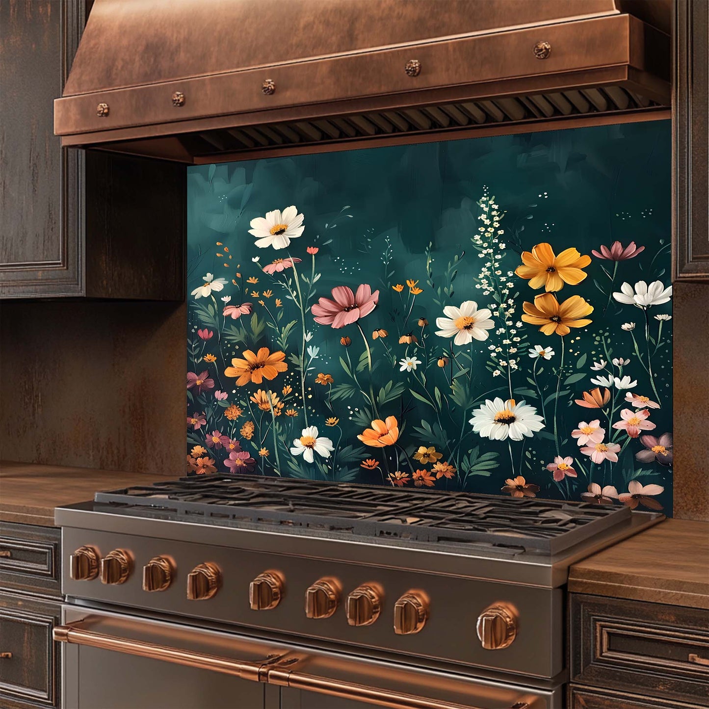 Wild Bloom – Tempered Glass Backsplash for Kitchen Stove | Wildflower Field Splashback