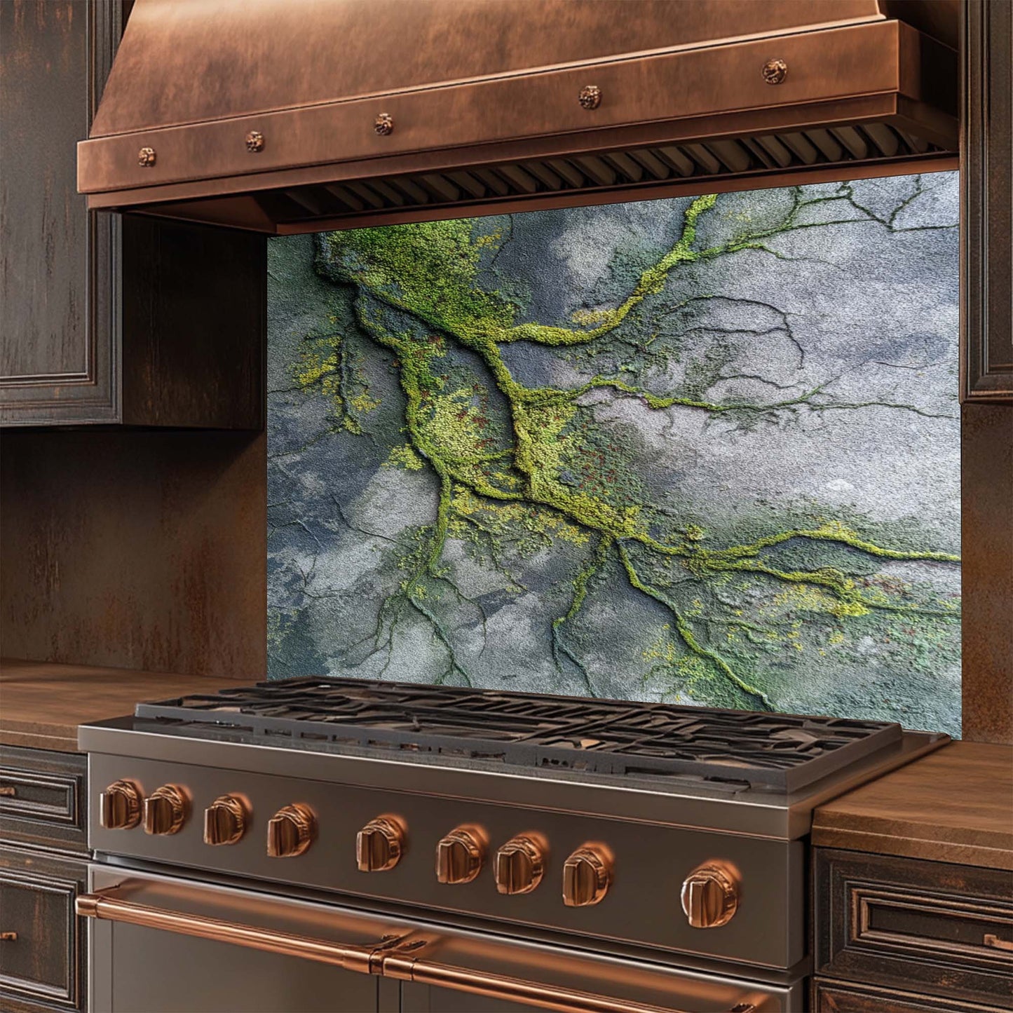 Moss Veins – Tempered Glass Backsplash for Kitchen | Organic Urban Backsplash