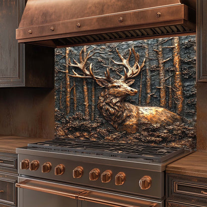 Forest Stag – Tempered Glass Backsplash for Kitchen Stove | Copper Look Backsplash