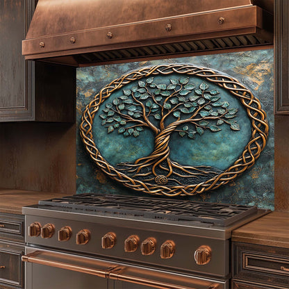 Ancient Bond – Tempered Glass Backsplash for Kitchen Stove | Tree of Life Backsplash