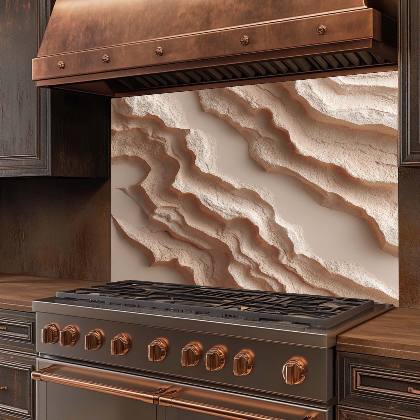 Eroded Dunes –  Tempered Glass Backsplash for Kitchen | Abstract Sand Backsplash