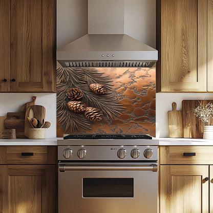 Pine Stillness Tempered Glass Backsplash – Pinecone Kitchen Backsplash Panel