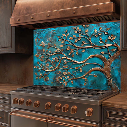 Bronze Harmony – Tempered Glass Backsplash for Kitchen – Copper Look Glass Backsplash