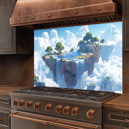 Skyfall Oasis – Tempered Glass Backsplash for Kitchen | Fantasy Landscape Backsplash