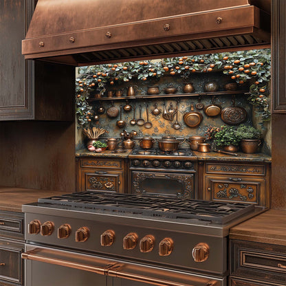 Orchard Hearth – Tempered Glass Backsplash for Kitchen Stove | Copper Look Splashback