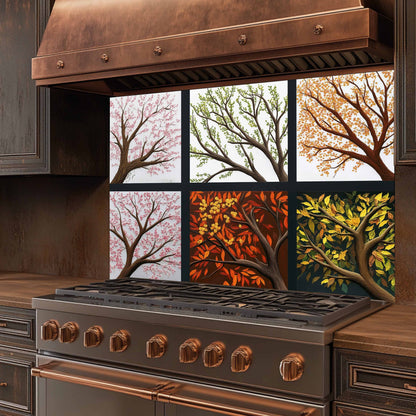 Tempered Glass Backsplash for Kitchen | Tree of Life Seasonal Art