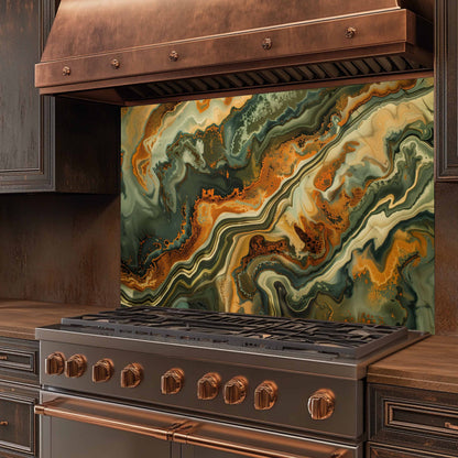 Tempered Glass Backsplash – Forest Ember