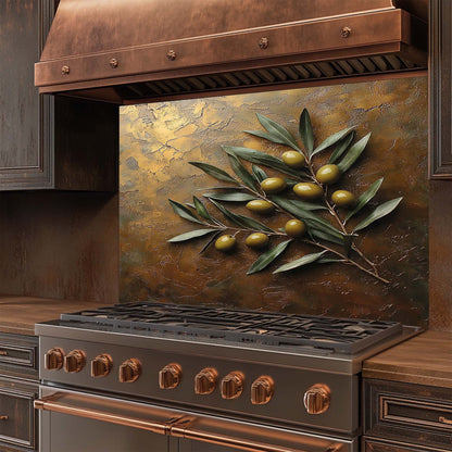 Olive Grove – Tempered Glass Backsplash for Kitchen Stove | Olive Branch Backsplash