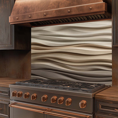 Sand Flow – Tempered Glass Backsplash for Kitchen | Neutral Earth Tone Backsplash