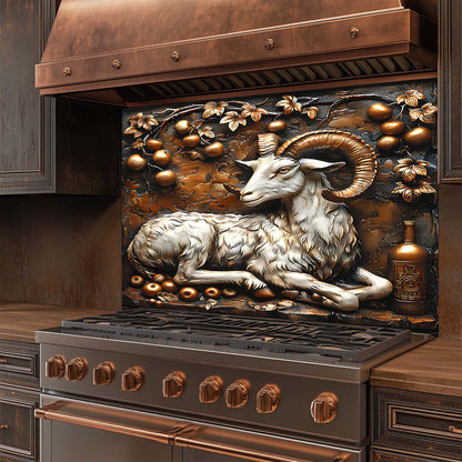 Golden Ram – Tempered Glass Backsplash for Kitchen Stove | Copper Look Ram Backsplash