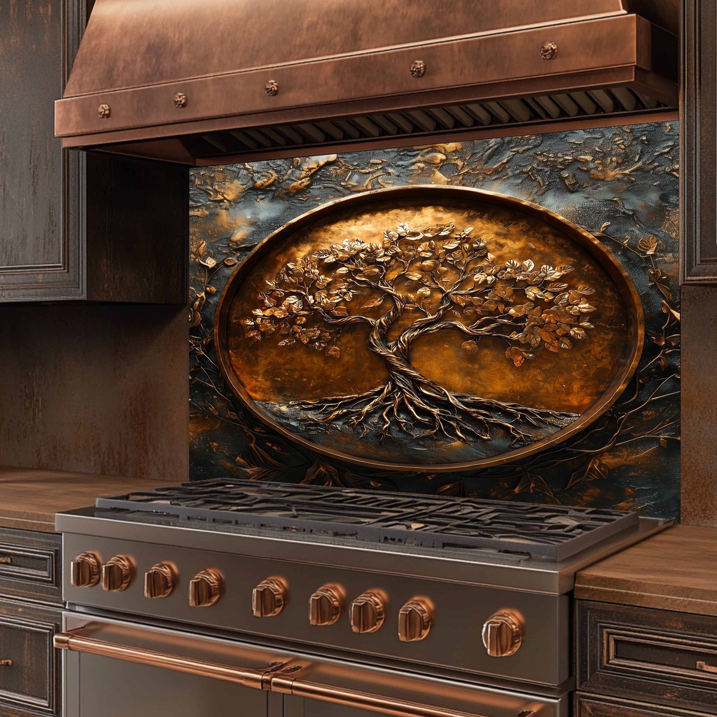 Copper Look Tree of Life Glass Backsplash – Kitchen Backsplash
