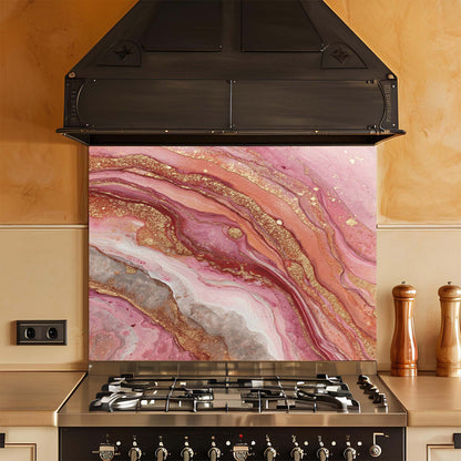 Rose Aura – Tempered Glass Backsplash for Kitchen | Elegant Onyx Inspired Backsplash