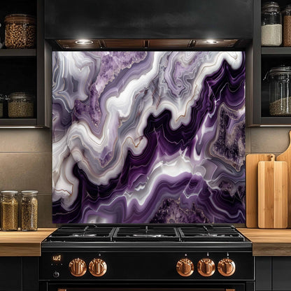Tempered Glass Backsplash – Violet Quartz Dream
