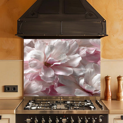 Blush Magnolia – Tempered Glass Backsplash for Kitchen – Pink Floral Kitchen Splashback