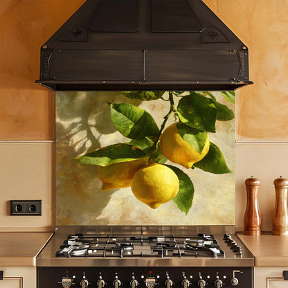 Amalfi Lemons – Tempered Glass Backsplash for Kitchen – Mediterranean Citrus Splashback
