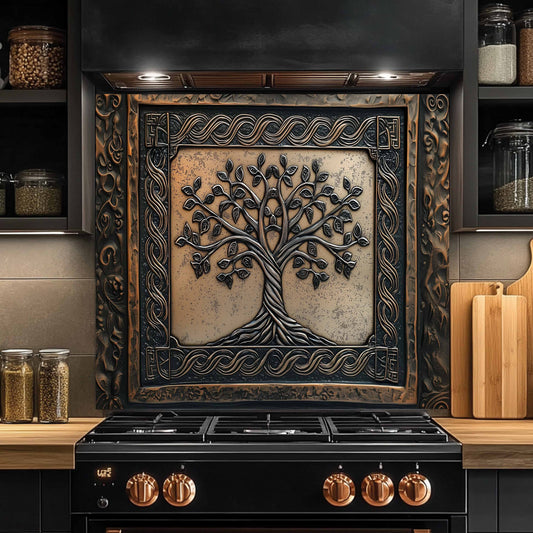 Custom Kitchen Backsplash – Bronze Heritage Tempered Glass Stove Backsplash