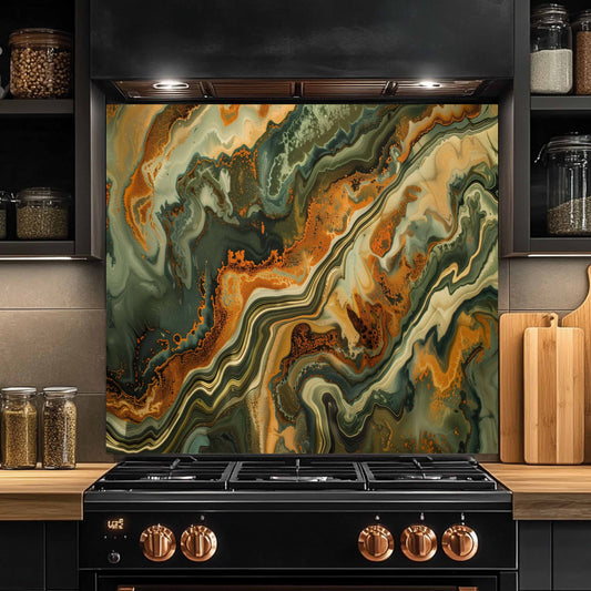 Tempered Glass Backsplash – Forest Ember