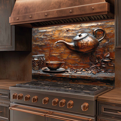 Copper Look Brew Tempered Glass Backsplash – Rustic Kitchen Backsplash Behind Stove
