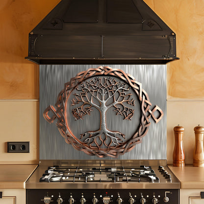 Tempered Glass Backsplash for Kitchen – Celtic Tree of Life Custom Splashback Glass Panel