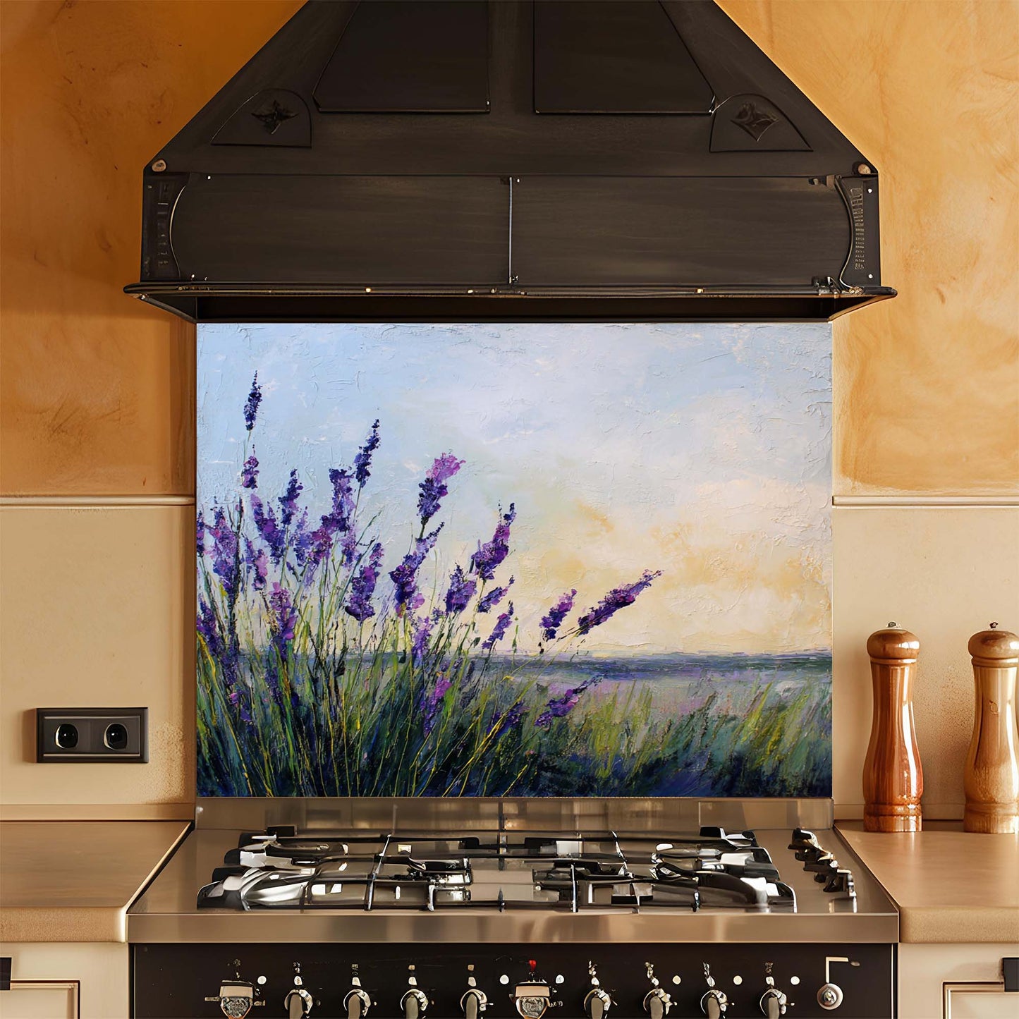 Lavender Fields – Tempered Glass Backsplash for Kitchen – Provence Inspired Splashback