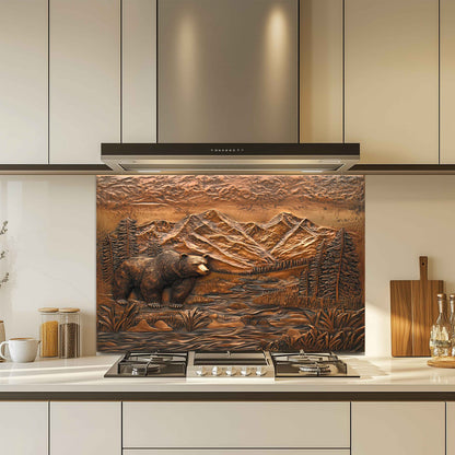 River Watch Tempered Glass Backsplash – Bear and Mountain Kitchen Splashback