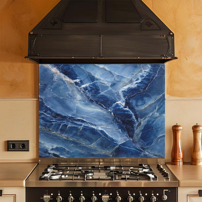 Ocean Lapis – Tempered Glass Backsplash for Kitchen | Luxurious Marble Look Backsplash