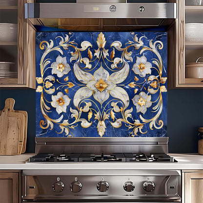 Custom Kitchen Backsplash – Imperial Bloom Tempered Glass Stove Backsplash