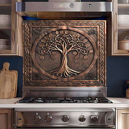 Celtic Bronze Tree Glass Backsplash – Tempered Glass Backsplash for Kitchen